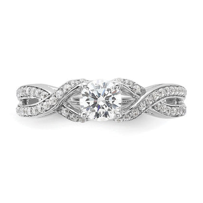10K Weißgold Verlobungsring mit 0,75 ct. laborgezüchteten Diamanten im Rundschliff, VS/SI+ G+, Twist-Bypass-Design