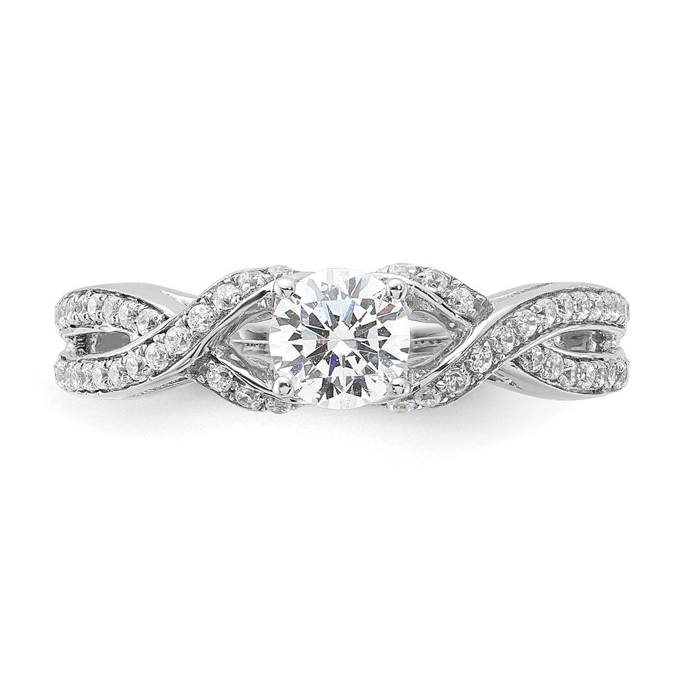 14K Weißgold Verlobungsring mit 0,75 ct. Laborgezüchteten Diamanten, VS/SI+ G+, rund, Twist-Bypass-Design
