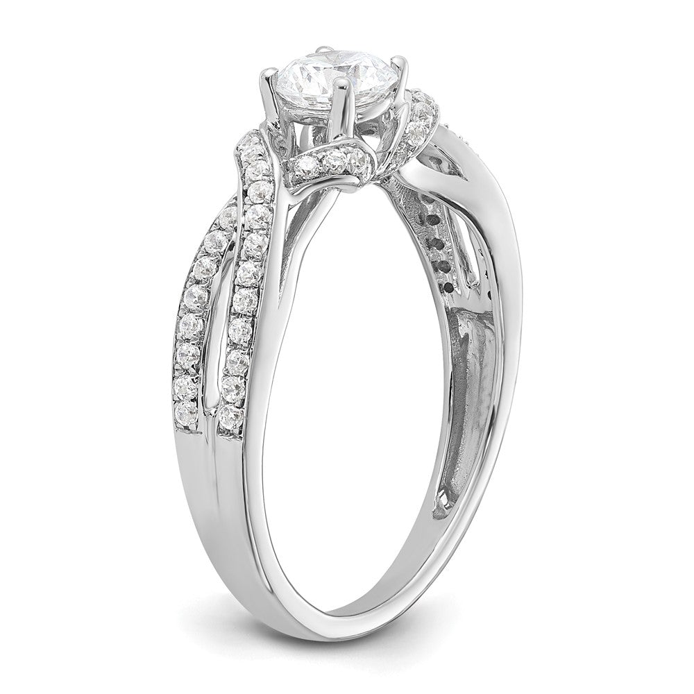 10K Weißgold Verlobungsring mit 0,75 ct. laborgezüchteten Diamanten im Rundschliff, VS/SI+ G+, Twist-Bypass-Design