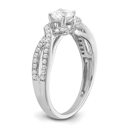 14K Weißgold Verlobungsring mit 0,75 ct. Laborgezüchteten Diamanten, VS/SI+ G+, rund, Twist-Bypass-Design