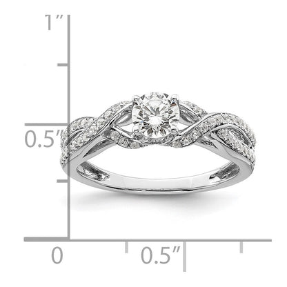 10K Weißgold Verlobungsring mit 0,75 ct. laborgezüchteten Diamanten im Rundschliff, VS/SI+ G+, Twist-Bypass-Design