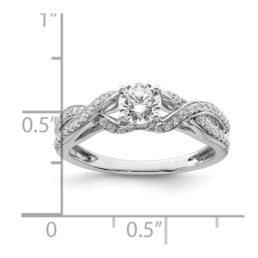 14K Weißgold Verlobungsring mit 0,75 ct. Laborgezüchteten Diamanten, VS/SI+ G+, rund, Twist-Bypass-Design