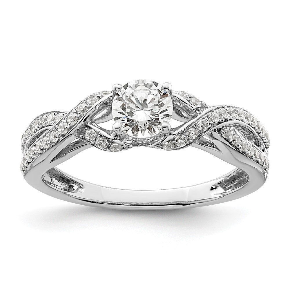 10K Weißgold Verlobungsring mit 0,75 ct. laborgezüchteten Diamanten im Rundschliff, VS/SI+ G+, Twist-Bypass-Design