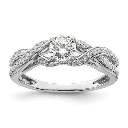 14K Weißgold Verlobungsring mit 0,75 ct. Laborgezüchteten Diamanten, VS/SI+ G+, rund, Twist-Bypass-Design