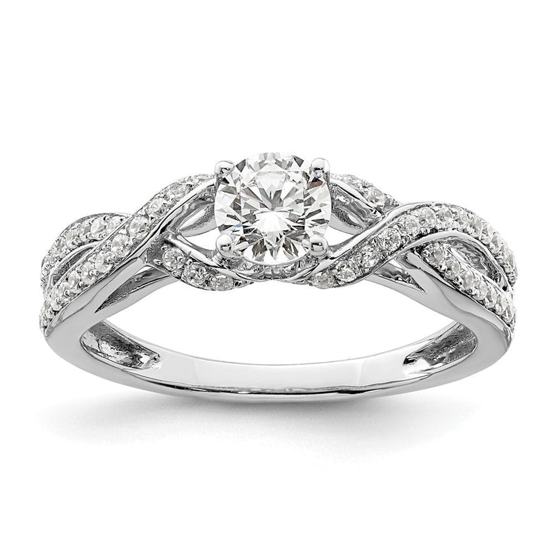 14K Weißgold Verlobungsring mit 0,75 ct. Laborgezüchteten Diamanten, VS/SI+ G+, rund, Twist-Bypass-Design