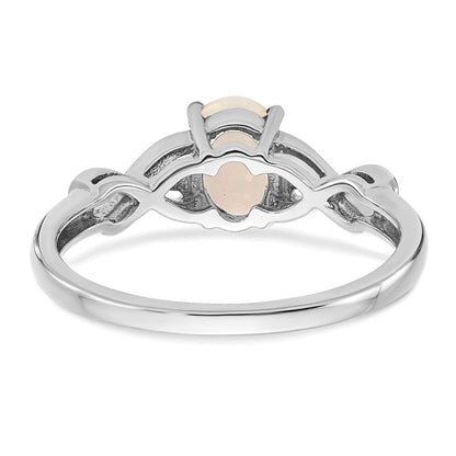 14K Weißgold Ring mit synthetischem Opal und echten Diamanten