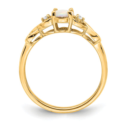 10K Gelbgold 10K Erzeugt Opal und Diamant Ring