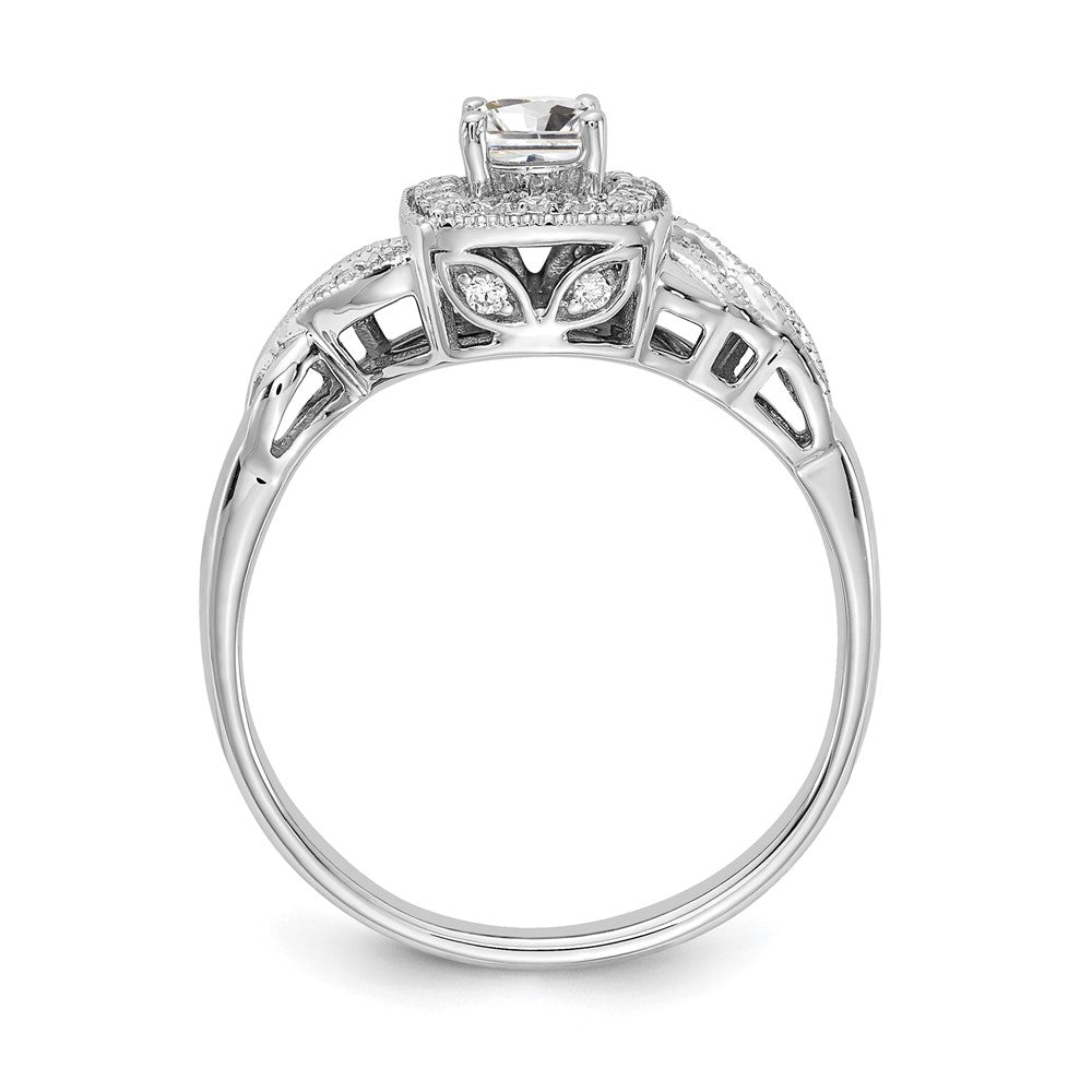14K Weißgold Verlobungsring mit 0,5 ct. Laborgezüchteten Diamanten, VS/SI+ G+, Rund, Halo