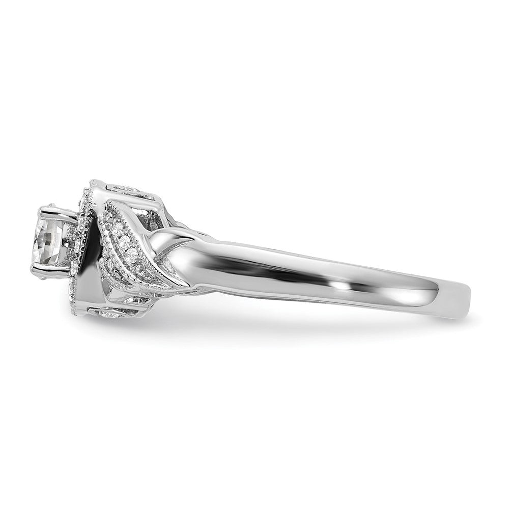 14K Weißgold Verlobungsring mit 0,5 ct. Laborgezüchteten Diamanten, VS/SI+ G+, Rund, Halo