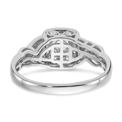 14K Weißgold Verlobungsring mit 0,5 ct. Laborgezüchteten Diamanten, VS/SI+ G+, Rund, Halo
