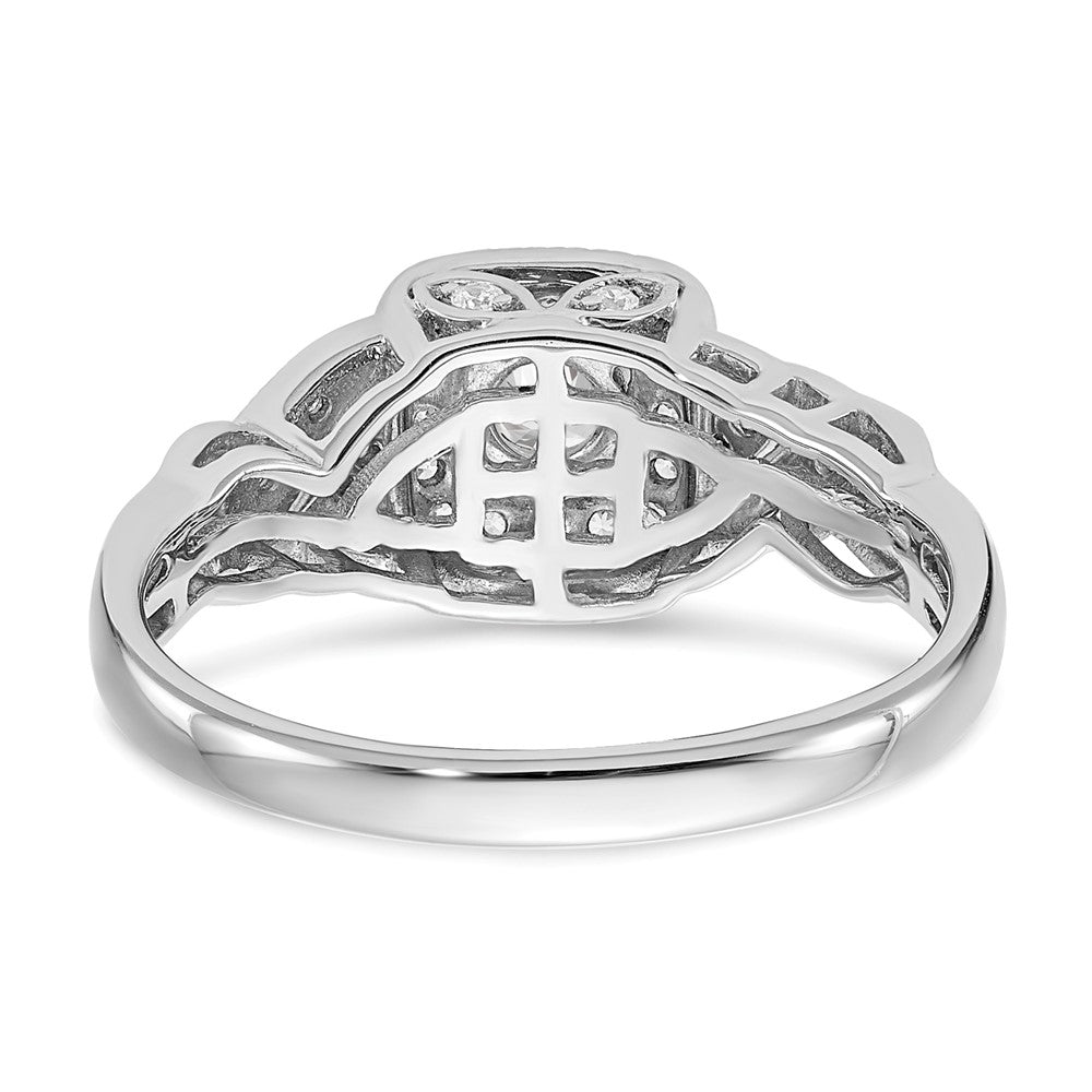 10K Weißgold Verlobungsring mit 0,5 ct. im Labor gezüchteten Diamanten im Rundschliff, VS/SI+ G+, mit Halo-Fassung