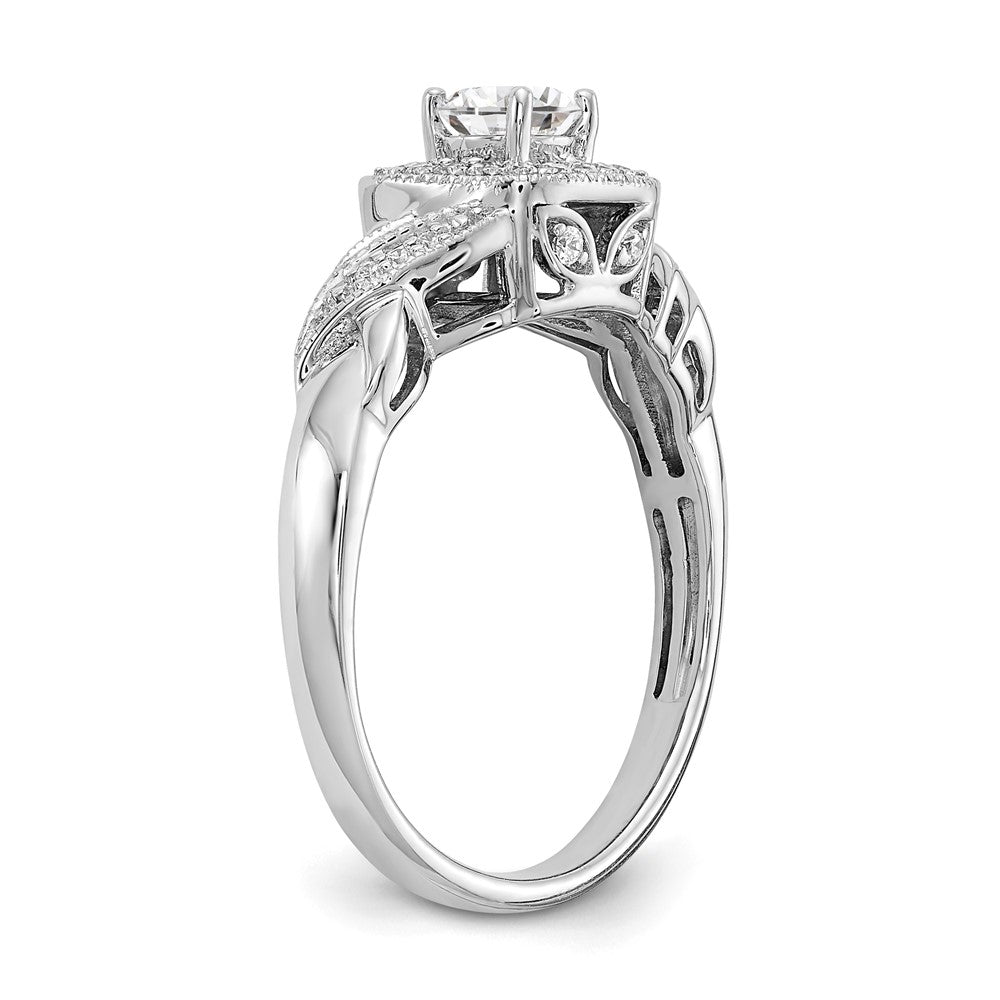 14K Weißgold Verlobungsring mit 0,5 ct. Laborgezüchteten Diamanten, VS/SI+ G+, Rund, Halo