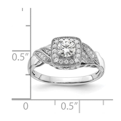 14K Weißgold Verlobungsring mit 0,5 ct. Laborgezüchteten Diamanten, VS/SI+ G+, Rund, Halo