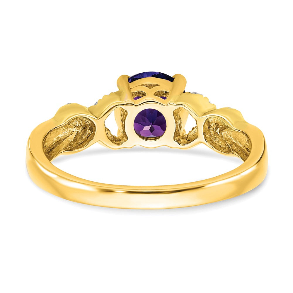 14K Bicolor-Gold Ring mit Amethyst und echten Diamanten
