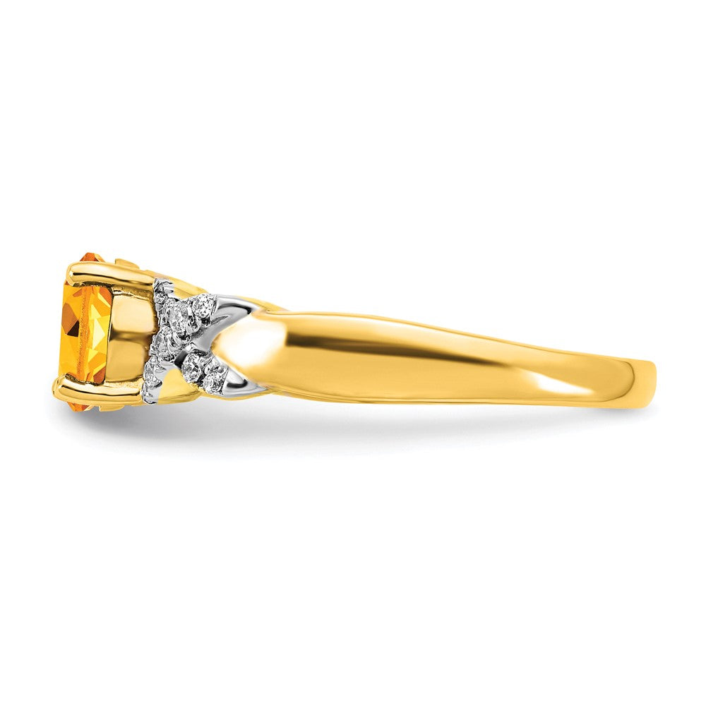 14K Bicolor Gold Ring mit Citrin und echten Diamanten