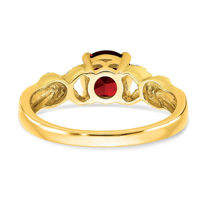 14K Bicolor-Gold Ring mit Granat und echtem Diamant