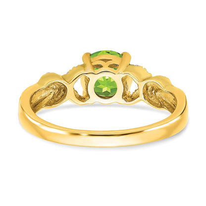 14K Bicolor-Gold Ring mit Peridot und echten Diamanten