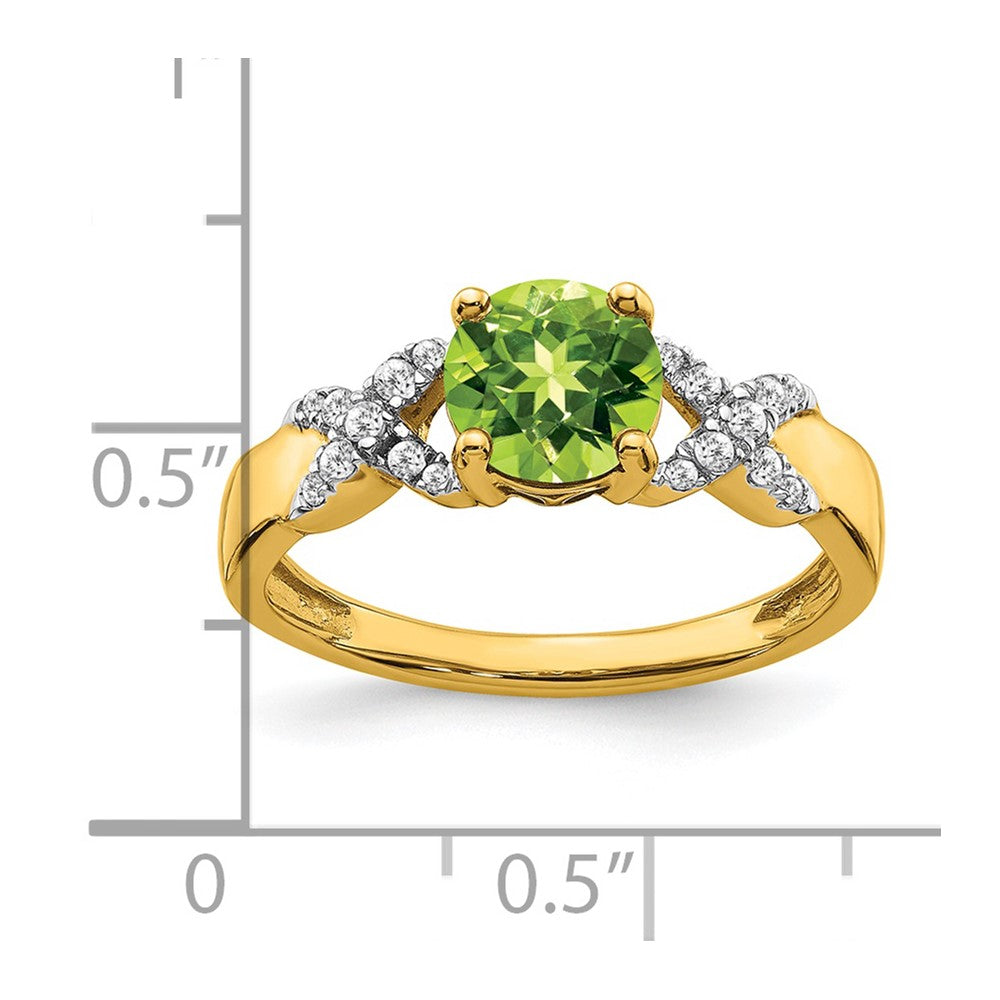 14K Bicolor-Gold Ring mit Peridot und echten Diamanten
