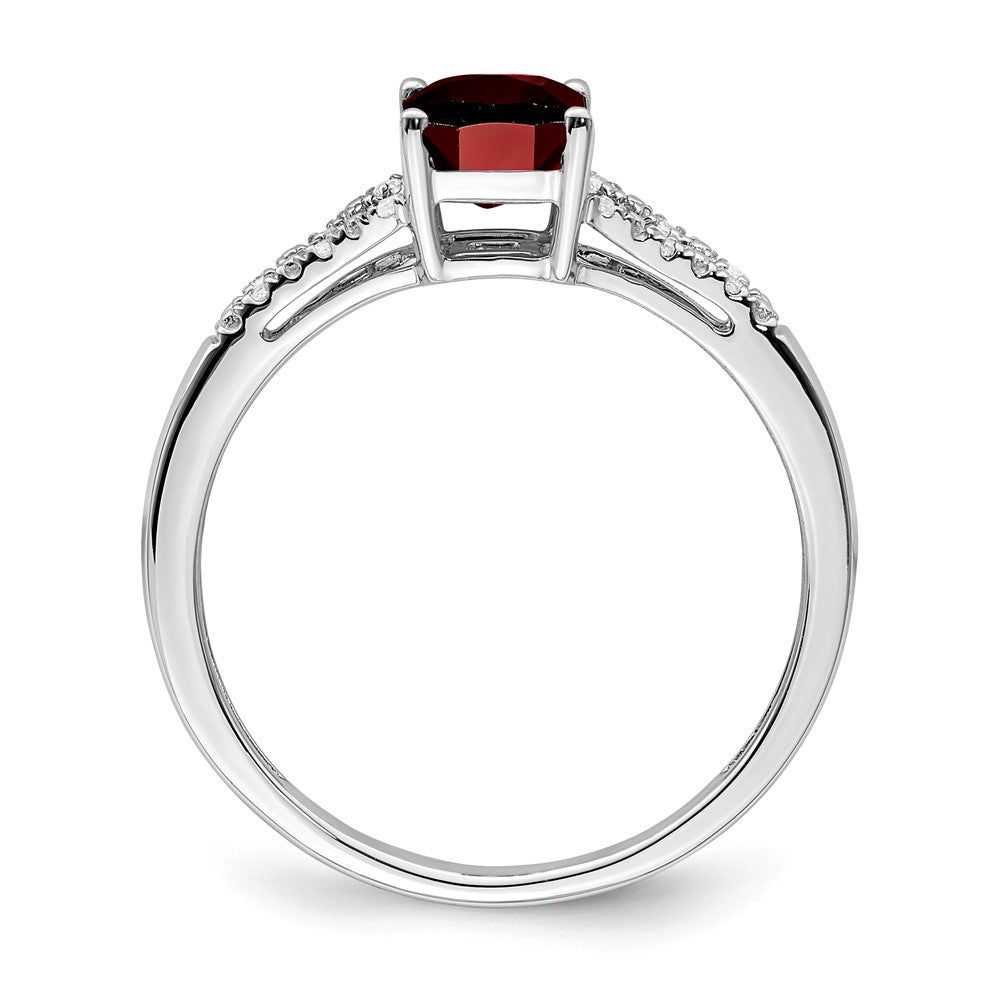14K Weißgold Ring mit Smaragdschliff-Granat und echten Diamanten
