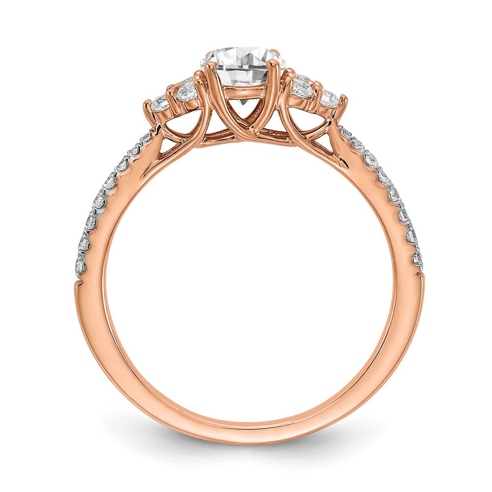 14K Roségold-Verlobungsring mit 0,75 ct. labor gezüchtetem Diamant im Rundschliff, VS/SI+ G+, in gemeinsamer Krappenfassung