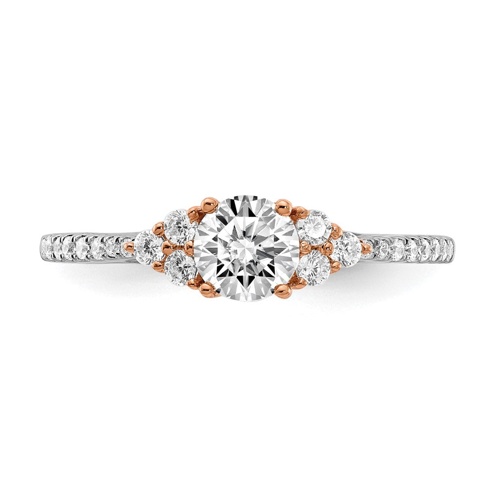 14K Roségold-Verlobungsring mit 0,75 ct. labor gezüchtetem Diamant im Rundschliff, VS/SI+ G+, in gemeinsamer Krappenfassung