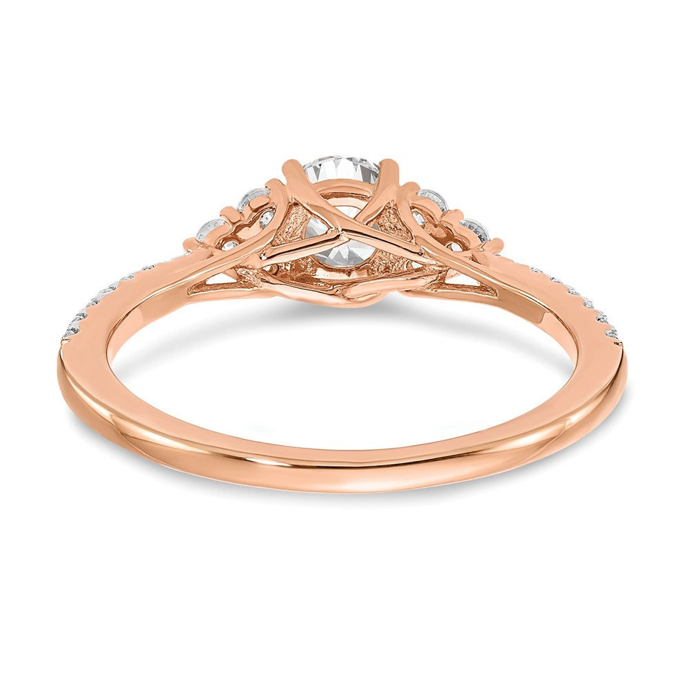 14K Roségold-Verlobungsring mit 0,75 ct. labor gezüchtetem Diamant im Rundschliff, VS/SI+ G+, in gemeinsamer Krappenfassung