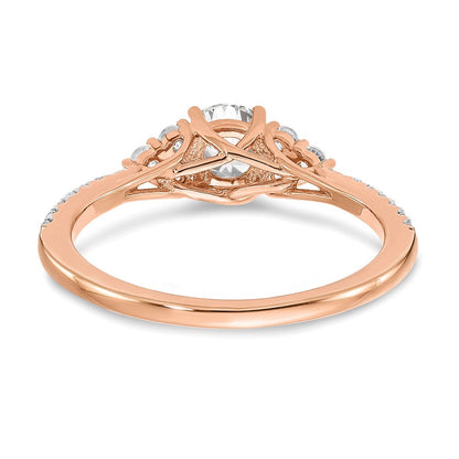 14K Roségold-Verlobungsring mit 0,75 ct. labor gezüchtetem Diamant im Rundschliff, VS/SI+ G+, in gemeinsamer Krappenfassung