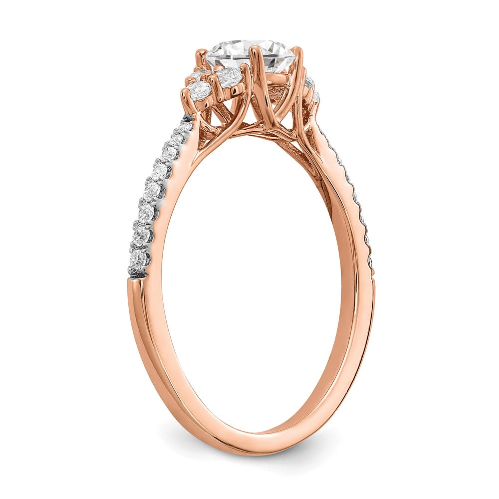 14K Roségold-Verlobungsring mit 0,75 ct. labor gezüchtetem Diamant im Rundschliff, VS/SI+ G+, in gemeinsamer Krappenfassung
