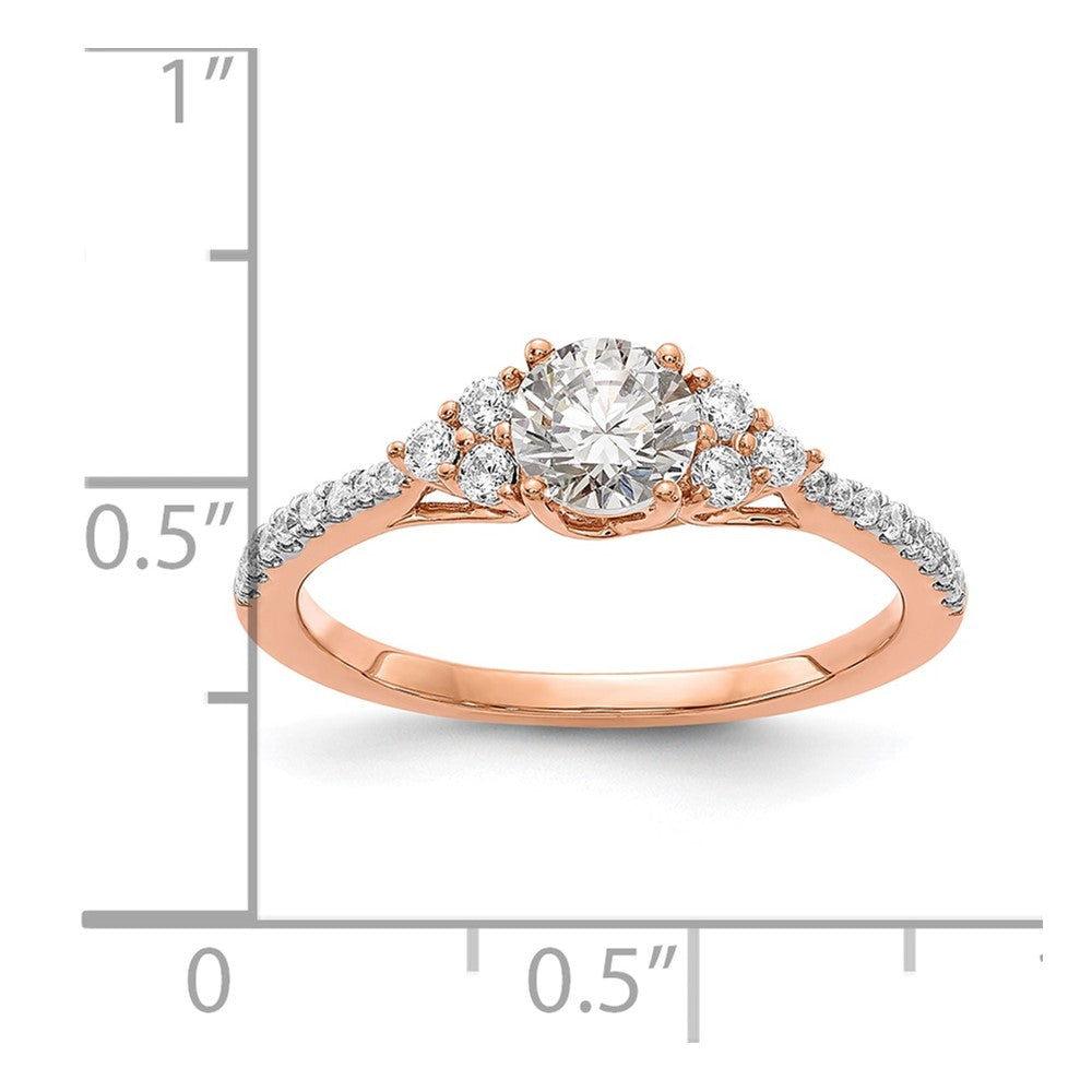 14K Roségold-Verlobungsring mit 0,75 ct. labor gezüchtetem Diamant im Rundschliff, VS/SI+ G+, in gemeinsamer Krappenfassung