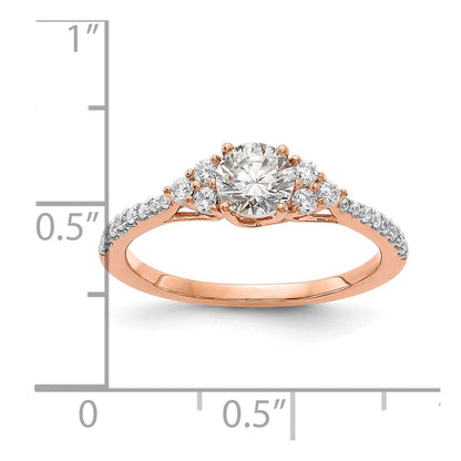 14K Roségold-Verlobungsring mit 0,75 ct. labor gezüchtetem Diamant im Rundschliff, VS/SI+ G+, in gemeinsamer Krappenfassung