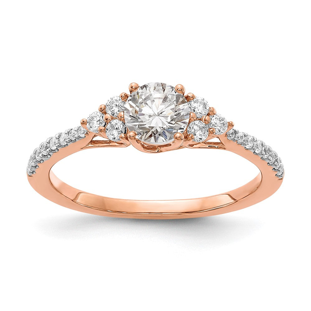 14K Roségold-Verlobungsring mit 0,75 ct. labor gezüchtetem Diamant im Rundschliff, VS/SI+ G+, in gemeinsamer Krappenfassung