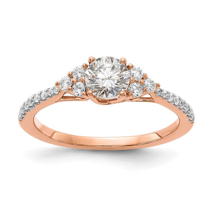 14K Roségold-Verlobungsring mit 0,75 ct. labor gezüchtetem Diamant im Rundschliff, VS/SI+ G+, in gemeinsamer Krappenfassung