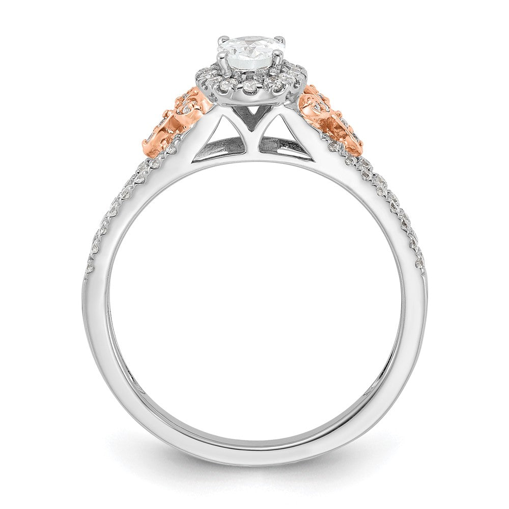 14K Zweifarbiger Verlobungsring aus Rosé- und Weißgold mit 0,75 ct. im Labor gezüchteten Diamanten VS/SI+ G+ im Ovalschliff mit komplettem Halo
