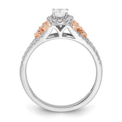 14K Zweifarbiger Verlobungsring aus Rosé- und Weißgold mit 0,75 ct. im Labor gezüchteten Diamanten VS/SI+ G+ im Ovalschliff mit komplettem Halo