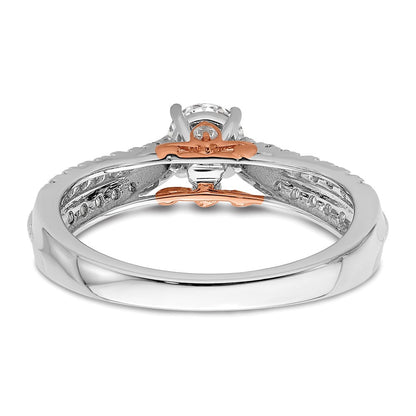 14K Zweifarbiger Verlobungsring aus Rosé- und Weißgold mit 0,75 ct. im Labor gezüchteten Diamanten VS/SI+ G+, rund, Channel-Fassung, geteilte Krappenfassung