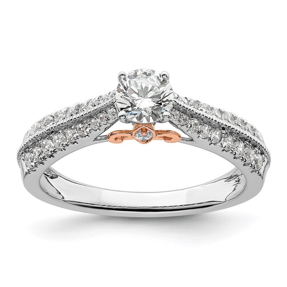 10K Zweifarbiger Rosé- und Weißgold Verlobungsring mit 0,75 ct. im Labor gezüchteten Diamanten, V