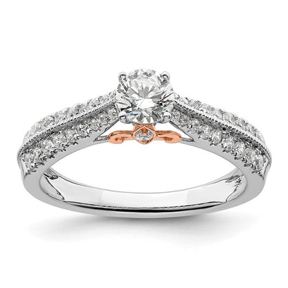 10K Zweifarbiger Rosé- und Weißgold Verlobungsring mit 0,75 ct. im Labor gezüchteten Diamanten, V