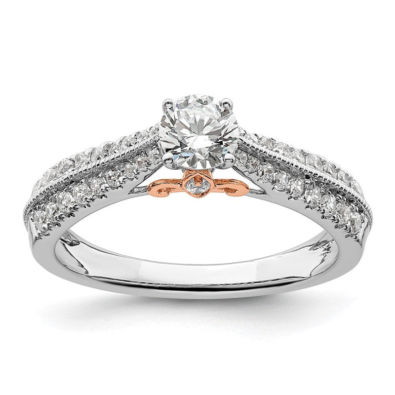10K Zweifarbiger Rosé- und Weißgold Verlobungsring mit 0,75 ct. im Labor gezüchteten Diamanten, V