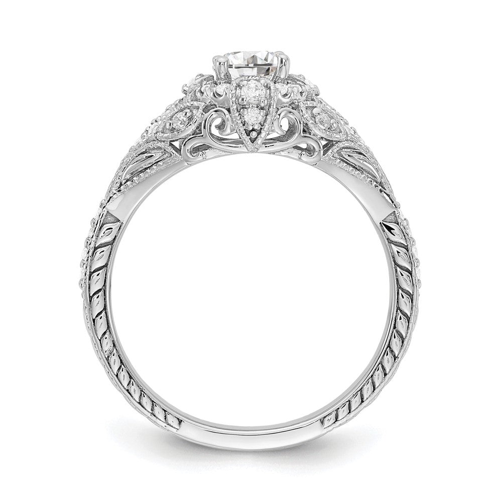 14K Weißgold Verlobungsring mit 0,625 ct. laborgezüchteten Diamanten VS/SI+ G+, rund, in Krappenfassung mit gemeinsamen Krappen