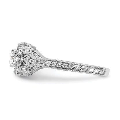14K Weißgold Verlobungsring mit 0,625 ct. laborgezüchteten Diamanten VS/SI+ G+, rund, in Krappenfassung mit gemeinsamen Krappen