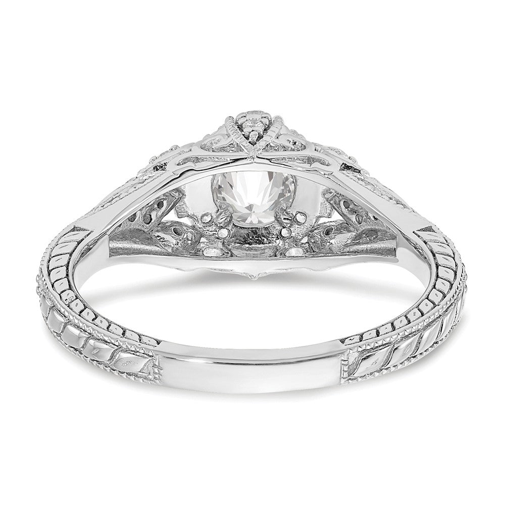 14K Weißgold Verlobungsring mit 0,625 ct. laborgezüchteten Diamanten VS/SI+ G+, rund, in Krappenfassung mit gemeinsamen Krappen