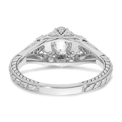 14K Weißgold Verlobungsring mit 0,625 ct. laborgezüchteten Diamanten VS/SI+ G+, rund, in Krappenfassung mit gemeinsamen Krappen