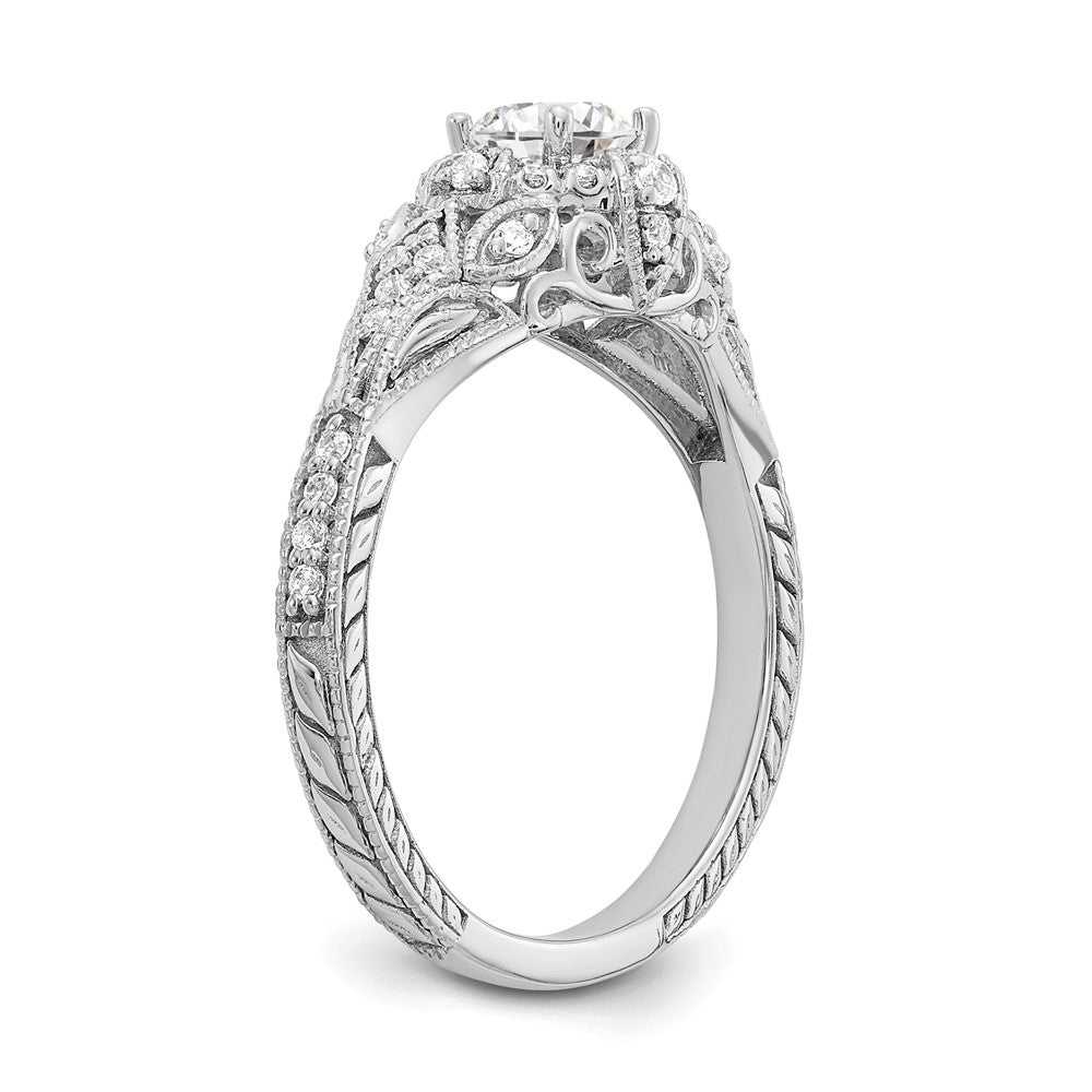 14K Weißgold Verlobungsring mit 0,625 ct. laborgezüchteten Diamanten VS/SI+ G+, rund, in Krappenfassung mit gemeinsamen Krappen