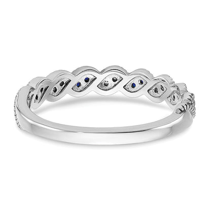14K Weißgold Ring mit Saphir und echtem Diamant im Twist-Design