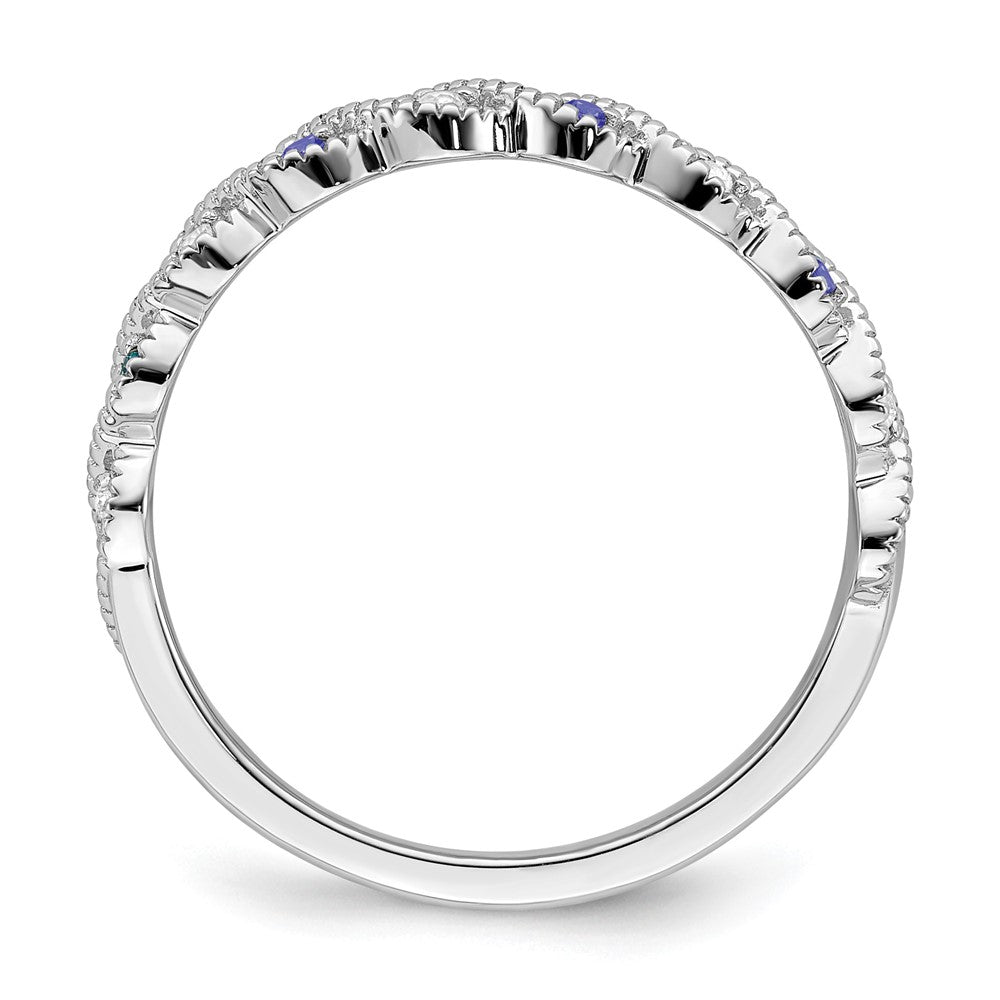 14K Weißgold Tansanit und Diamant Gedreht Ring
