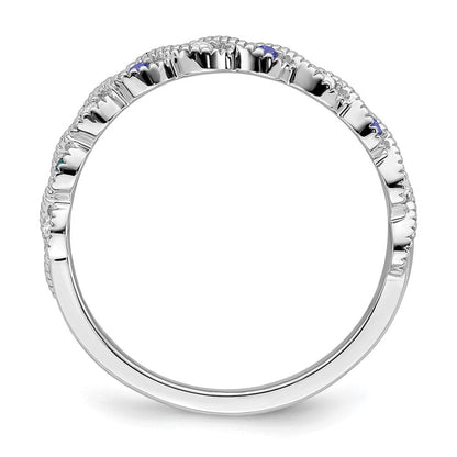 14K Weißgold Tansanit und Diamant Gedreht Ring