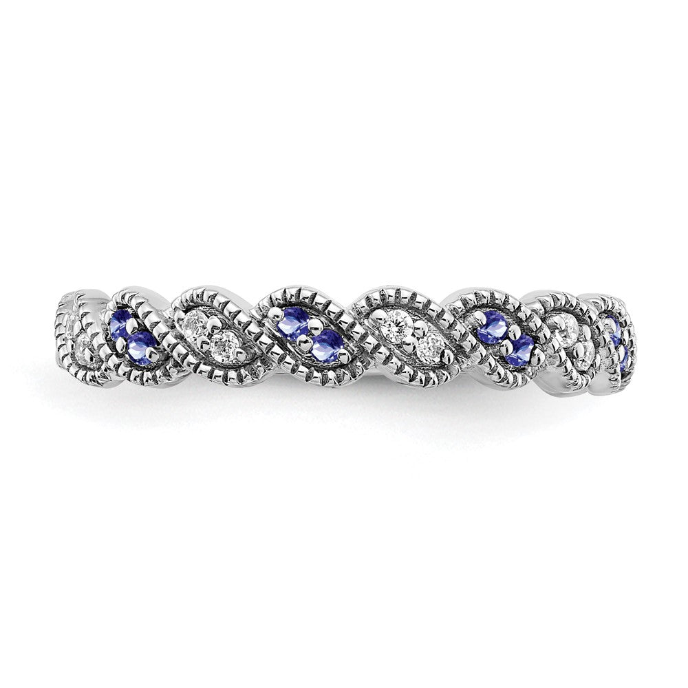 14K Weißgold Tansanit und Diamant Gedreht Ring