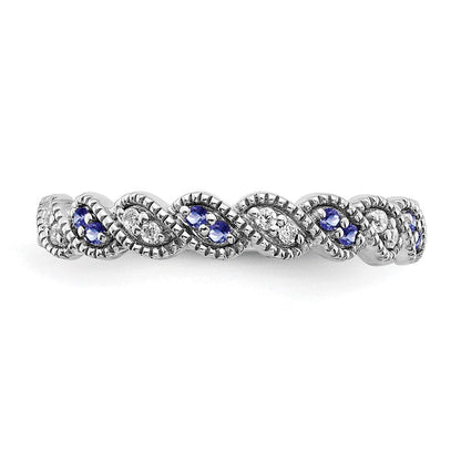 14K Weißgold Tansanit und Diamant Gedreht Ring