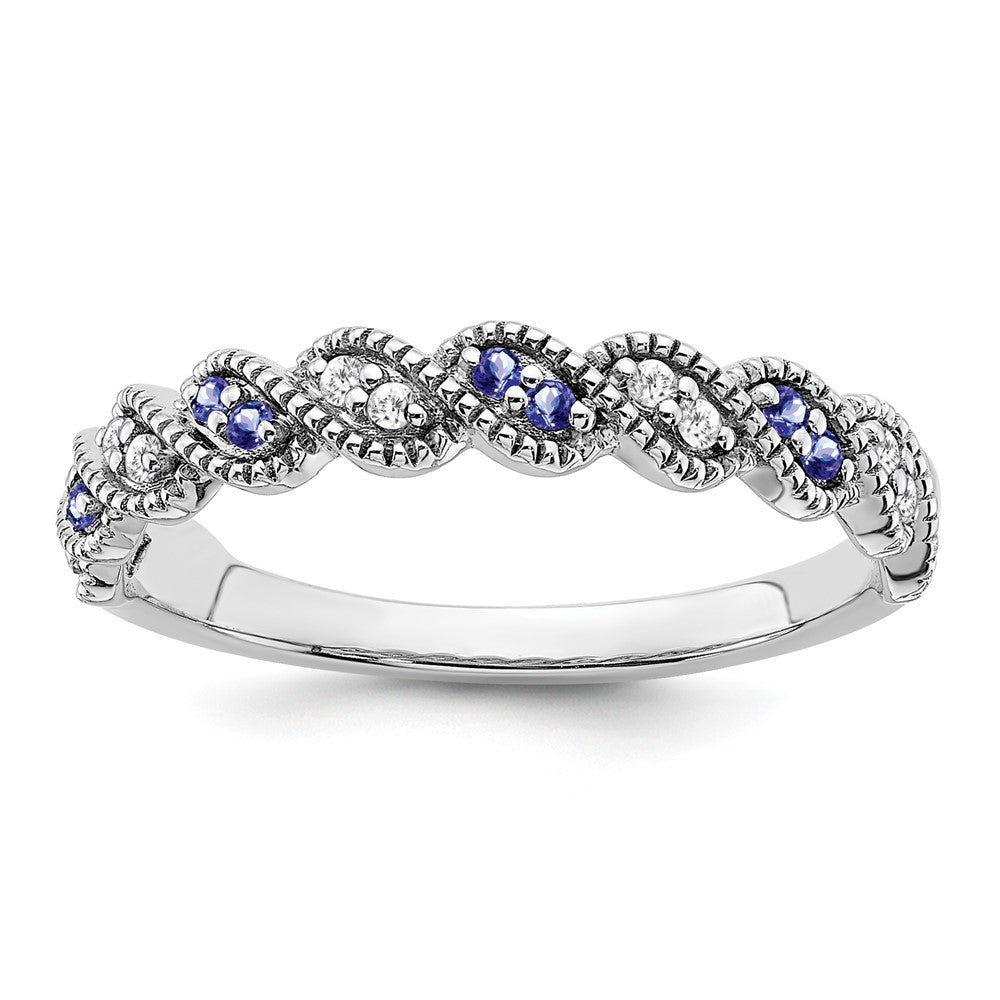 14K Weißgold Tansanit und Diamant Gedreht Ring