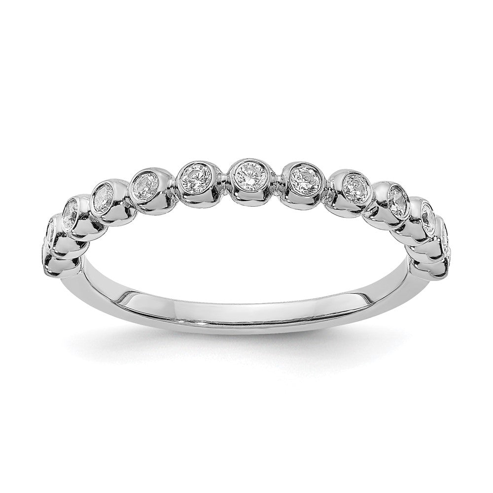 14K Weißgold Ehering mit echten Diamanten